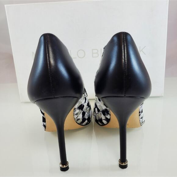 NIB$1095 Manolo Blahnik Hangisi 105 Satin Lace Embellished Jewel Pumps 36.5 6.5 - Picture 11 of 15